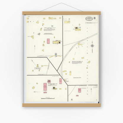 Old map wall art mockup — magnetic wood frame on white wall — Sanborn Fire Insurance Map from Iron River, Iron County, Michigan (1913), Sheet #0008