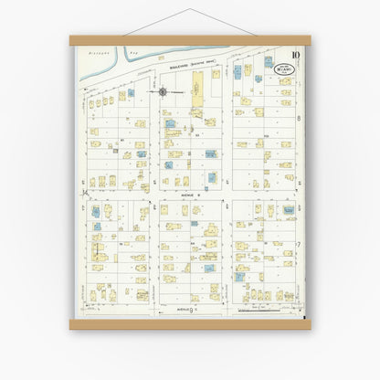 Old map wall art mockup — magnetic wood frame on white wall — Sanborn Fire Insurance Map from Miami, Dade County, Florida (1910), Sheet #0010