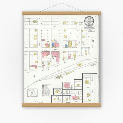 Old map wall art mockup — magnetic wood frame on white wall — Sanborn Fire Insurance Map from Otterville, Cooper County, Missouri (1933), Sheet #0001