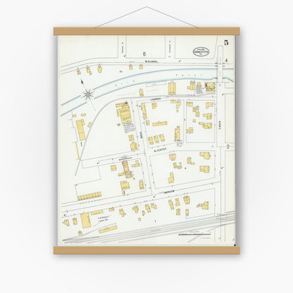 Old map wall art mockup — magnetic wood frame on white wall — Sanborn Fire Insurance Map from Canastota, Madison County, New York (1900), Sheet #0005