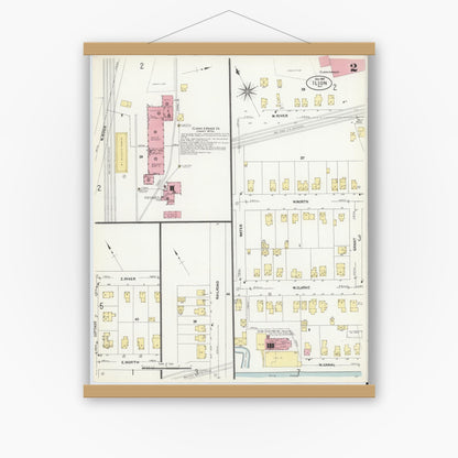 Old map wall art mockup — magnetic wood frame on white wall — Sanborn Fire Insurance Map from Ilion, Herkimer County, New York (1907) - Complete Map Set