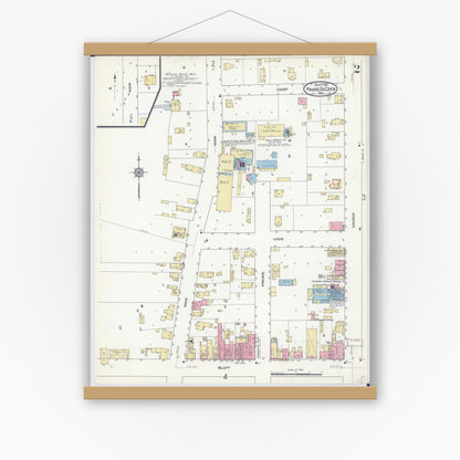 Old map wall art mockup — magnetic wood frame on white wall — Sanborn Fire Insurance Map from Prairie du Chien, Crawford County, Wisconsin (1912), Sheet #0002