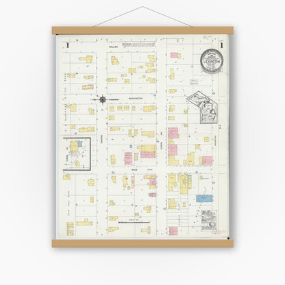 Old map wall art mockup — magnetic wood frame on white wall — Sanborn Fire Insurance Map from Lexington, Sanilac County, Michigan (1924) - Complete Map Set