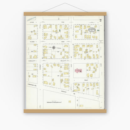 Old map wall art mockup — magnetic wood frame on white wall — Sanborn Fire Insurance Map from Dunkirk, Chautauqua County, New York (1910) - Complete Map Set