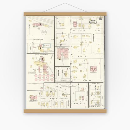 Old map wall art mockup — magnetic wood frame on white wall — Sanborn Fire Insurance Map from Boone, Boone County, Iowa (1909), Sheet #0018