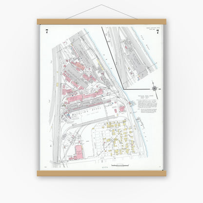Old map wall art mockup — magnetic wood frame on white wall — Sanborn Fire Insurance Map from Mingo Junction, Jefferson County, Ohio (1946), Sheet #0007