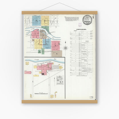 Old map wall art mockup — magnetic wood frame on white wall — Sanborn Fire Insurance Map from Mishawaka, Saint Joseph County, Indiana (1901) - Complete Map Set