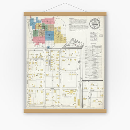 Old map wall art mockup — magnetic wood frame on white wall — Sanborn Fire Insurance Map from Bartow, Polk County, Florida (1917) - Complete Map Set