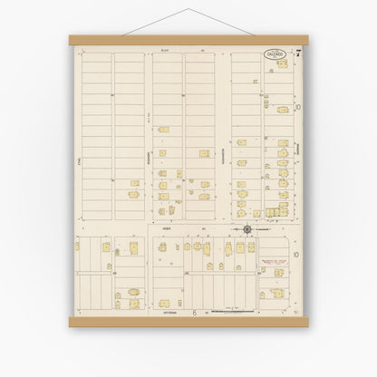 Old map wall art mockup — magnetic wood frame on white wall — Sanborn Fire Insurance Map from Calexico, Imperial County, California (1920), Sheet #0007