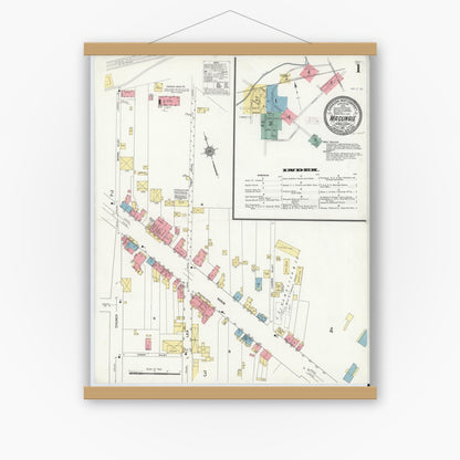 Old map wall art mockup — magnetic wood frame on white wall — Sanborn Fire Insurance Map from Macungie, Lehigh County, Pennsylvania (1911) - Complete Map Set