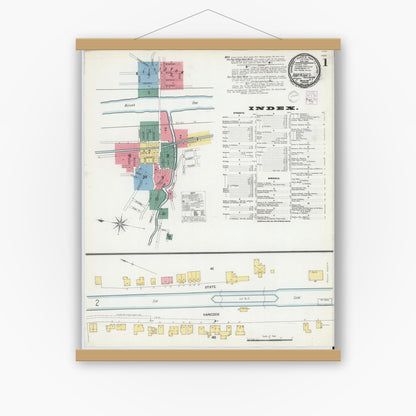 Old map wall art mockup — magnetic wood frame on white wall — Sanborn Fire Insurance Map from Fort Plain, Montgomery County, New York (1901) - Complete Map Set