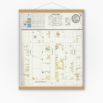 Old map wall art mockup — magnetic wood frame on white wall — Sanborn Fire Insurance Map from Egg Harbor City, Atlantic County, New Jersey (1896), Sheet #0001