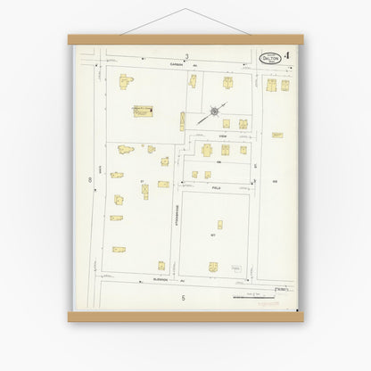 Old map wall art mockup — magnetic wood frame on white wall — Sanborn Fire Insurance Map from Dalton, Berkshire County, Massachusetts (1911), Sheet #0004