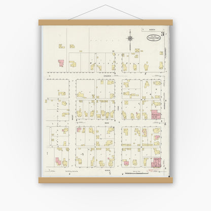 Old map wall art mockup — magnetic wood frame on white wall — Sanborn Fire Insurance Map from Thorntown, Boone County, Indiana (1915), Sheet #0003