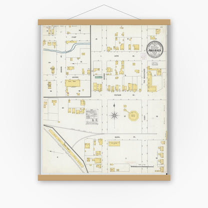Old map wall art mockup — magnetic wood frame on white wall — Sanborn Fire Insurance Map from Pablo Beach, Duval County, Florida (1903), Sheet #0001