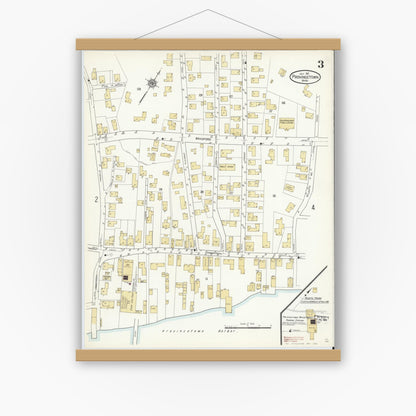 Old map wall art mockup — magnetic wood frame on white wall — Sanborn Fire Insurance Map from Provincetown, Barnstable County, Massachusetts (1912), Sheet #0003