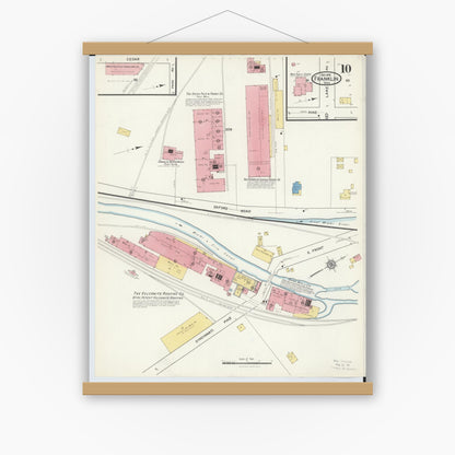 Old map wall art mockup — magnetic wood frame on white wall — Sanborn Fire Insurance Map from Franklin, Warren County, Ohio (1916), Sheet #0010
