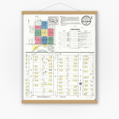 Old map wall art mockup — magnetic wood frame on white wall — Sanborn Fire Insurance Map from Valley Junction, Polk County, Iowa (1920) â€” Complete Set