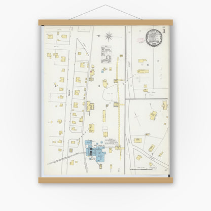 Old map wall art mockup — magnetic wood frame on white wall — Sanborn Fire Insurance Map from Champion, Marquette County, Michigan (1892) - Complete Map Set
