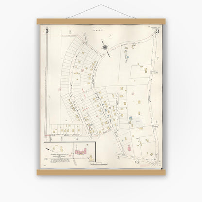 Old map wall art mockup — magnetic wood frame on white wall — Sanborn Fire Insurance Map from Chappaqua, Westchester County, New York (1947), Sheet #0003