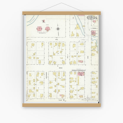 Old map wall art mockup — magnetic wood frame on white wall — Sanborn Fire Insurance Map from Eaton Rapids, Eaton County, Michigan (1911), Sheet #0005