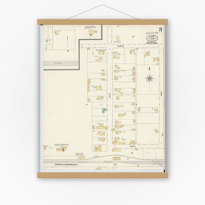 Old map wall art mockup — magnetic wood frame on white wall — Sanborn Fire Insurance Map from Etna, Luking County, Ohio (1905), Sheet #0003