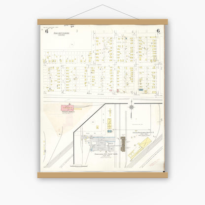 Old map wall art mockup — magnetic wood frame on white wall — Sanborn Fire Insurance Map from Valley Junction, Polk County, Iowa (1941), Sheet #0006