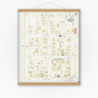 Old map wall art mockup — magnetic wood frame on white wall — Sanborn Fire Insurance Map from Boyne City, Charlevoix County, Michigan (1911), Sheet #0006