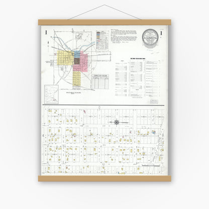 Old map wall art mockup — magnetic wood frame on white wall — Sanborn Fire Insurance Map from Zumbrota, Goodhue County, Minnesota (1948) - Complete Map Set