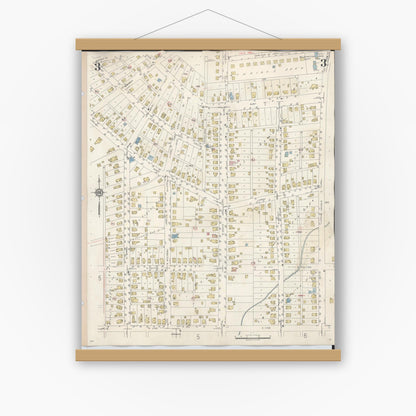 Old map wall art mockup — magnetic wood frame on white wall — Sanborn Fire Insurance Map from Wilmington, Clinton County, Ohio (1949), Sheet #0003