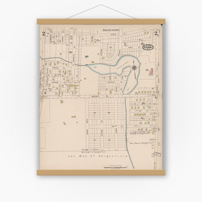 Old map wall art mockup — magnetic wood frame on white wall — Sanborn Fire Insurance Map from Dumont, Bergen County, New Jersey (1922), Sheet #0002