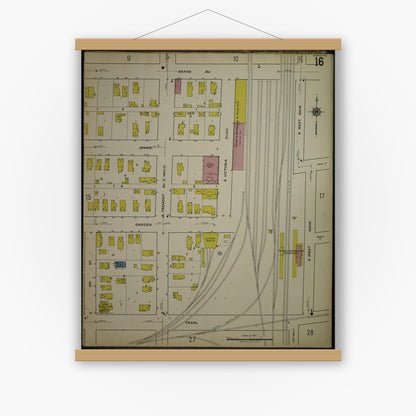 Old map wall art mockup — magnetic wood frame on white wall — Sanborn Fire Insurance Map from Kenosha, Kenosha County, Wisconsin. (1918), Sheet 20