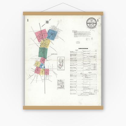 Old map wall art mockup — magnetic wood frame on white wall — Sanborn Fire Insurance Map from Berlin, Camden County, New Jersey (1923) - Complete Map Set