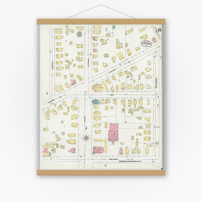Old map wall art mockup — magnetic wood frame on white wall — Sanborn Fire Insurance Map from Cortland, Cortland County, New York (1902), Sheet #0006