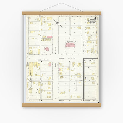 Old map wall art mockup — magnetic wood frame on white wall — Sanborn Fire Insurance Map from Perrysburg, Wood County, Ohio (1914), Sheet #0004