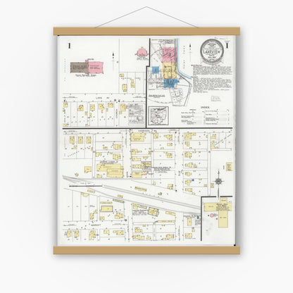 Old map wall art mockup — magnetic wood frame on white wall — Sanborn Fire Insurance Map from Lakeview, Logan County, Ohio (1929) - Complete Map Set