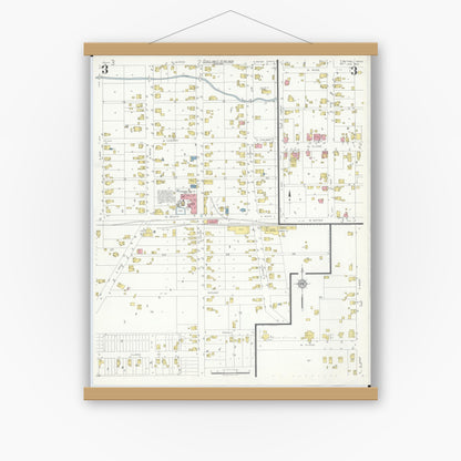 Old map wall art mockup — magnetic wood frame on white wall — Sanborn Fire Insurance Map from Bethel, Clermont County, Ohio (1933), Sheet #0003