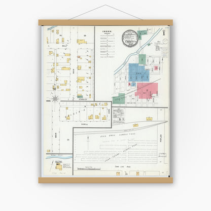 Old map wall art mockup — magnetic wood frame on white wall — Sanborn Fire Insurance Map from Cadott, Chippewa County, Wisconsin (1900) - Complete Map Set