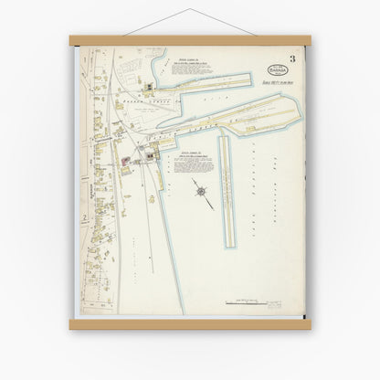 Old map wall art mockup — magnetic wood frame on white wall — Sanborn Fire Insurance Map from Baraga, Baraga County, Michigan (1914), Sheet #0003