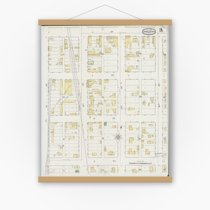 Old map wall art mockup — magnetic wood frame on white wall — Sanborn Fire Insurance Map from Onalaska, La Crosse County, Wisconsin (1894), Sheet #0003