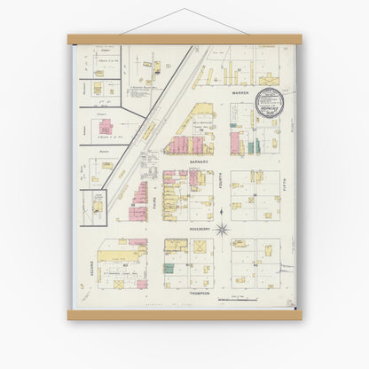 Old map wall art mockup — magnetic wood frame on white wall — Sanborn Fire Insurance Map from Hopkins, Nodaway County, Missouri (1894), Sheet #0001
