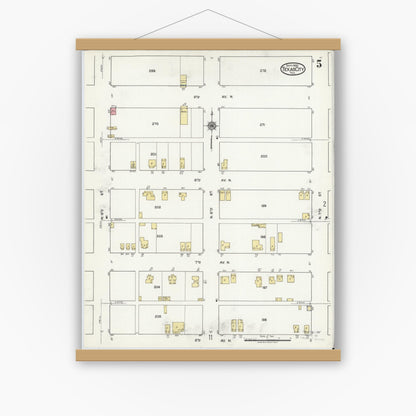 Old map wall art mockup — magnetic wood frame on white wall — Sanborn Fire Insurance Map from Texas City, Galveston County, Texas (1920), Sheet #0005