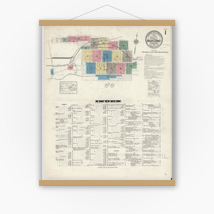 Old map wall art mockup — magnetic wood frame on white wall — Sanborn Fire Insurance Map from Mount Carmel, Northumberland County, Pennsylvania (1913) - Complete Map Set