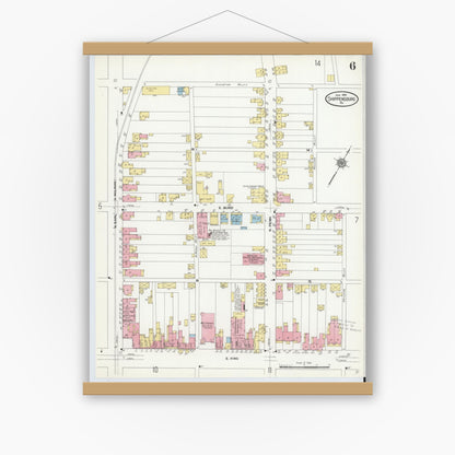Old map wall art mockup — magnetic wood frame on white wall — Sanborn Fire Insurance Map from Shippensburg, Cumberland And Franklin Counties, Pennsylvania (1910), Sheet #0006