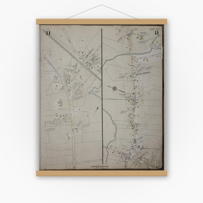 Old map wall art mockup — magnetic wood frame on white wall — Sanborn Fire Insurance Map from Cohasset, Norfolk County, Massachusetts (1952), Sheet #0011