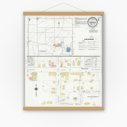 Old map wall art mockup — magnetic wood frame on white wall — Sanborn Fire Insurance Map from Greece, Monroe County, New York (1929) - Complete Map Set