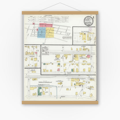 Old map wall art mockup — magnetic wood frame on white wall — Sanborn Fire Insurance Map from Mifflinburg, Union County, Pennsylvania (1901) - Complete Map Set