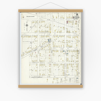 Old map wall art mockup — magnetic wood frame on white wall — Sanborn Fire Insurance Map from Port Clinton, Ottawa County, Ohio (1916), Sheet #0011