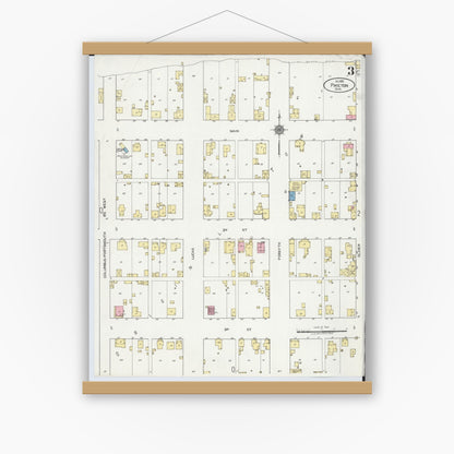 Old map wall art mockup — magnetic wood frame on white wall — Sanborn Fire Insurance Map from Piketon, Pike County, Ohio (1921), Sheet #0003