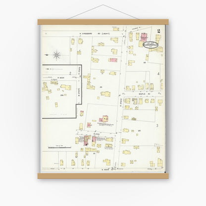Old map wall art mockup — magnetic wood frame on white wall — Sanborn Fire Insurance Map from Gloversville, Fulton County, New York (1907) - Complete Map Set